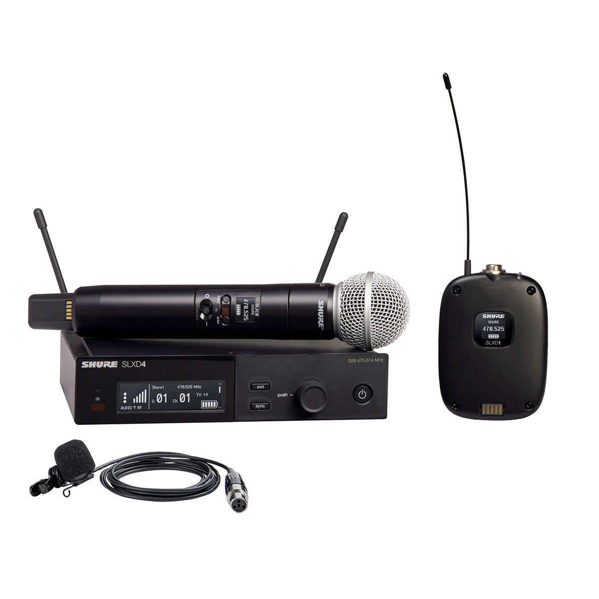 

Shure SLXD124 Digital Wireless Combo System w/SM58 Capsule & WL185M Lavalier Mic H55: 514-558MHz