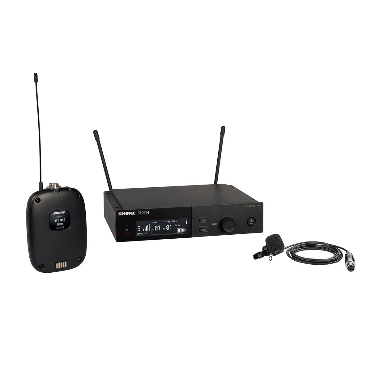 

Shure SLXD14 Digital Wireless System with WL185M Cardioid Lavalier Microphone G58: 470-514MHz