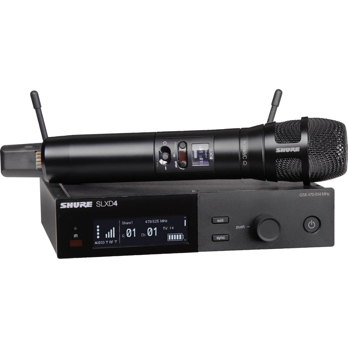 

Shure SLXD24/N8 Single-Ch Digital Wireless Vocal System w/N8 Mic Capsule, Black G58: 470-514MHz Cardioid