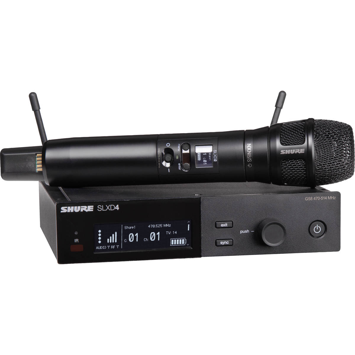 

Shure SLXD24/N8 Single-Ch Digital Wireless Vocal System w/N8 Mic Capsule, Black G58: 470-514MHz Supercardioid