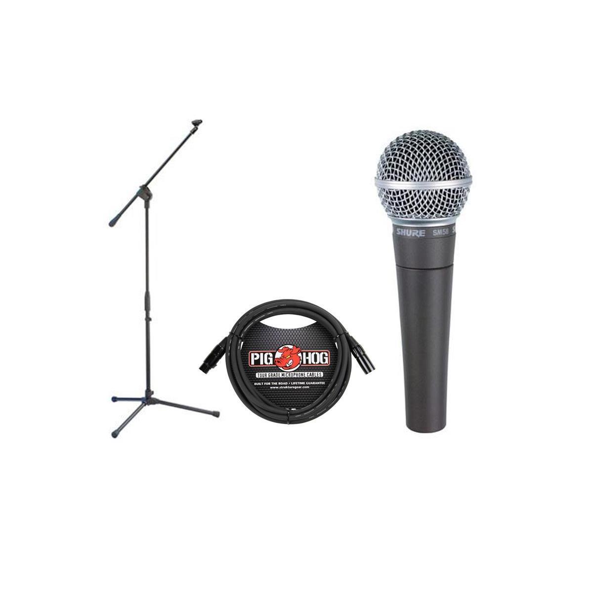 

Shure SM58-LC Cardioid Handhld Wired Microphone With H&A Mic Stand 10' XLR Cable