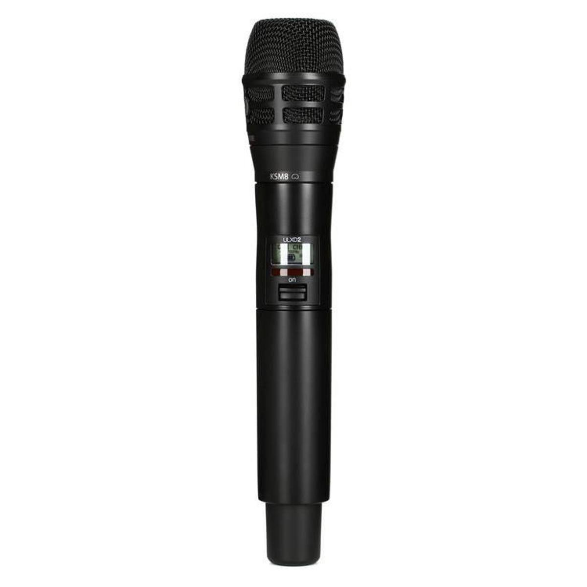 

Shure ULXD2 Handheld Transmitter, KSM8 Cardioid Mic, J50A: 572 - 616MHz, Black
