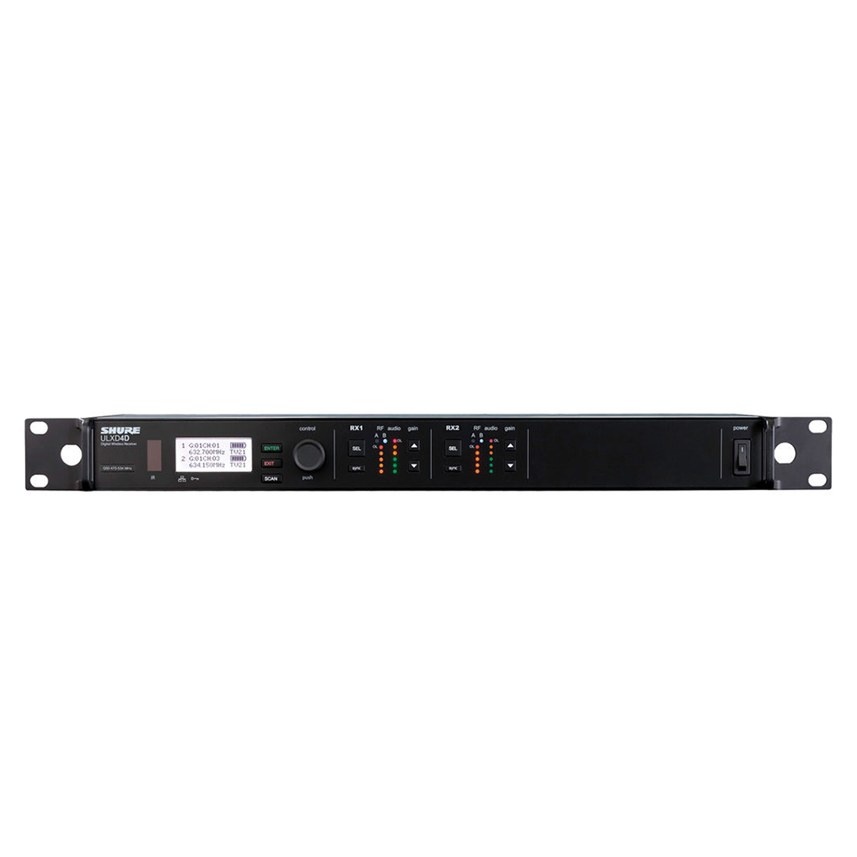 

Shure ULXD4D Dual-Channel Wireless Receiver G50: 470 to 534 MHz