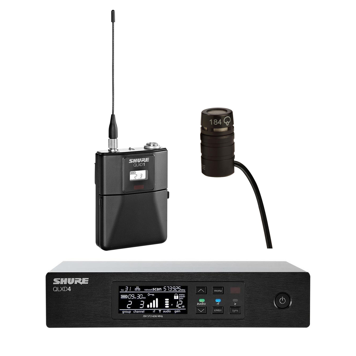 

Shure QLXD14/84 Wireless Microphone System w/WL184 Lavalier Mic, G50: 470-534MHz