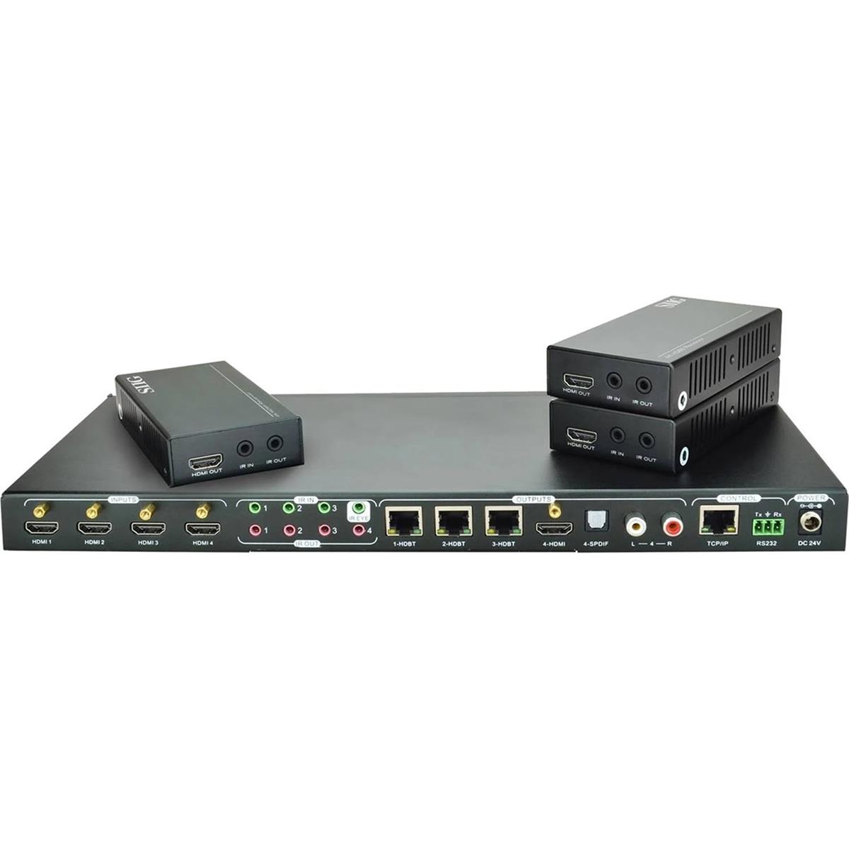 SIIG 4x4 4K HDMI HDBaseT Matrix Switcher Kit with 3x HDBaseT Receivers -  CE-H23W11-S1