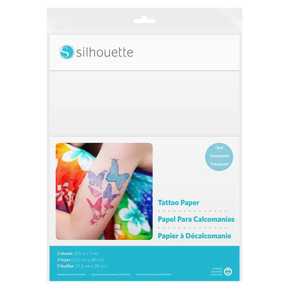 

Silhouette Printable Temporary Tattoo Paper, Clear, 2 Sheets