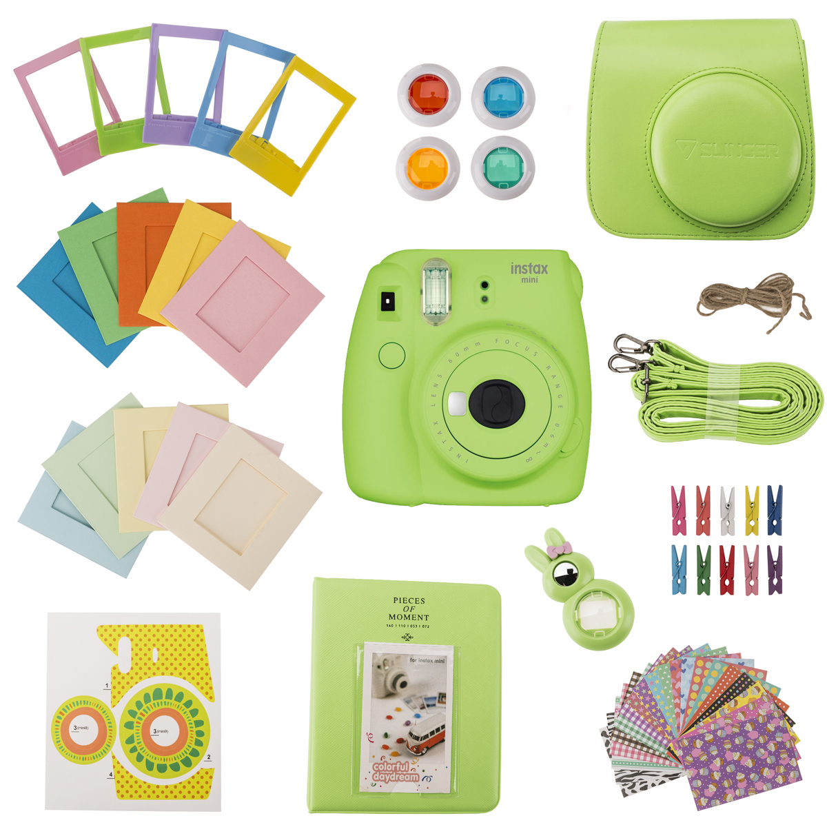 

Slinger FujiFilm Instax Mini 9 Accessory Kit - Lime Green (Camera Not Included)