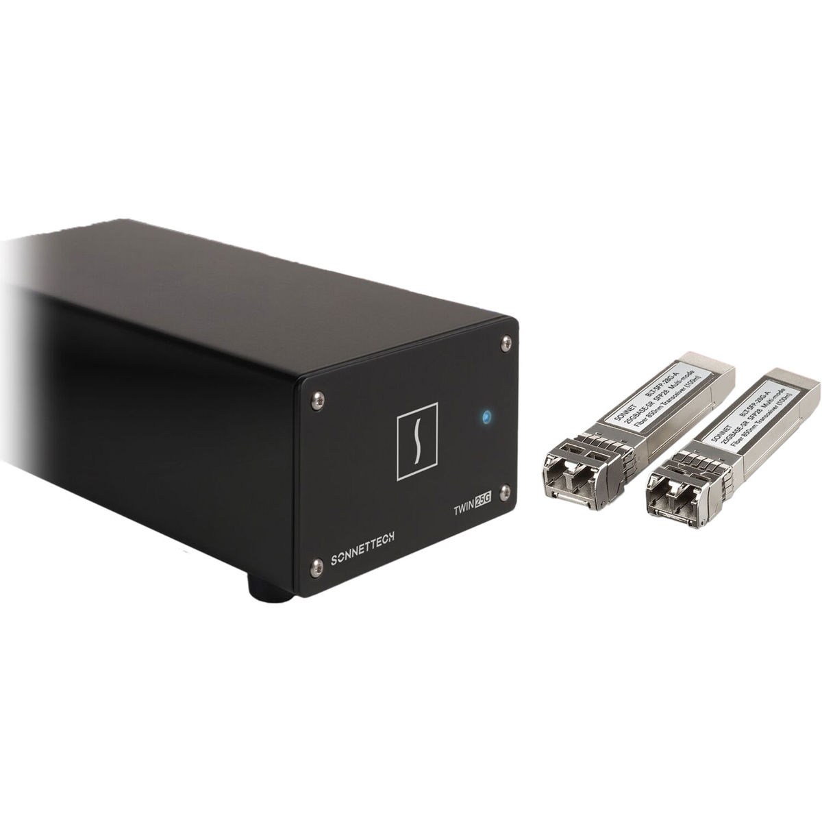 Image of Sonnet Twin25G Dual-Port 25GbE Thunderbolt Adapter with 2x SFP28 Transceivers