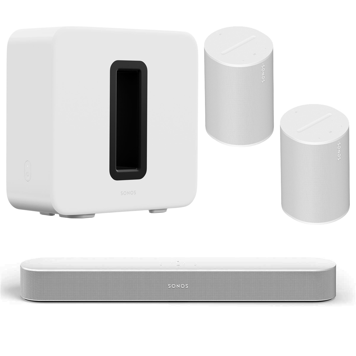 

Sonos Beam Soundbar Gen 2 w/SUB Gen 3 Subwoofer & 2x Era 100 BT Speaker, White