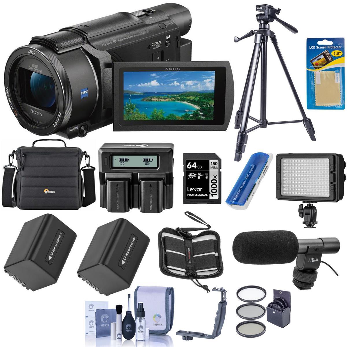 Sony FDR-AX53 4K Ultra HD Handycam Camcorder with Pro Accessory Bundle