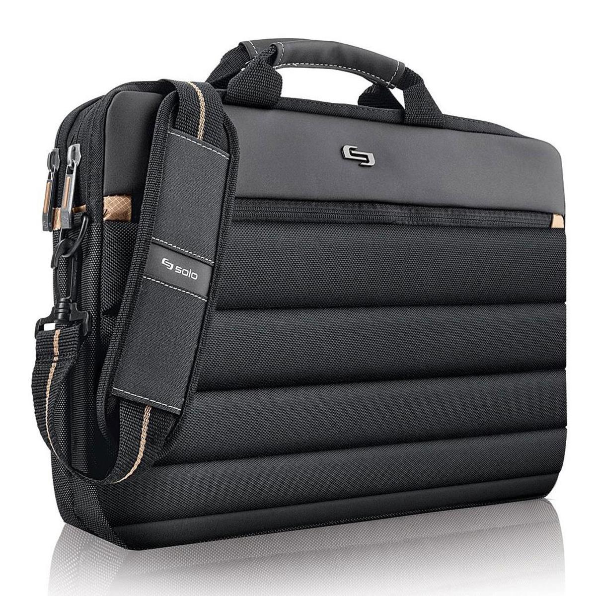 

Solo Bags 15.6" Pro Slim Laptop Briefcase, Black/Gold