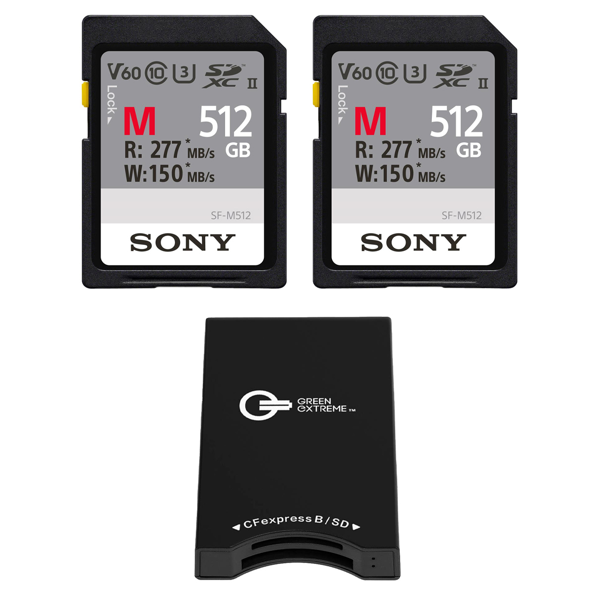 

Sony SF-M 512GB SDXC Memory Card, 2-Pack, with CFexpress Type-B & SD Card Reader