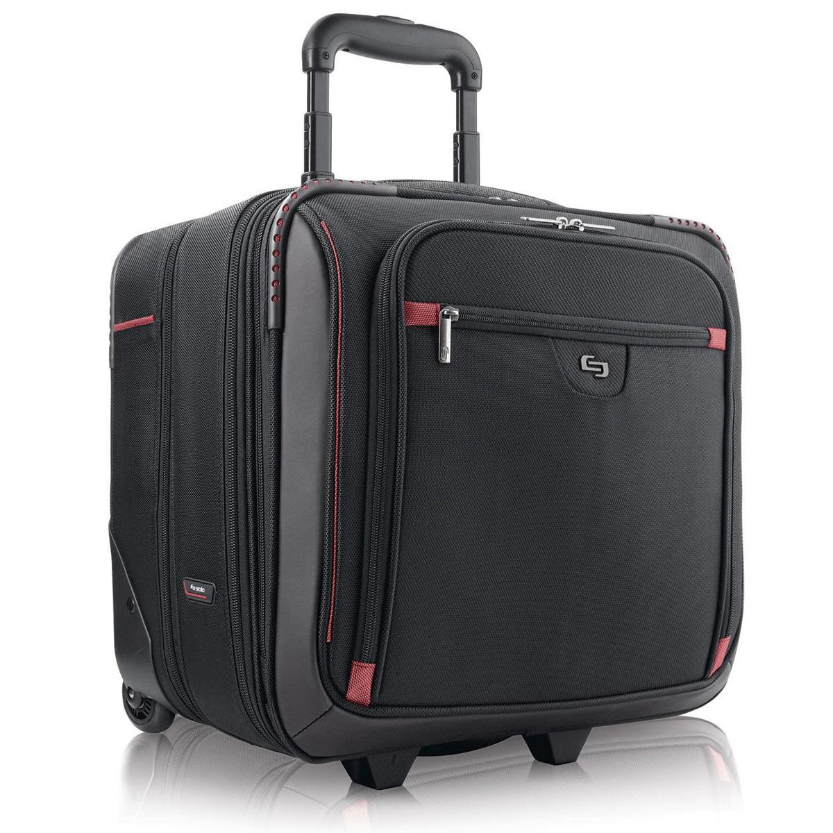 

Solo Bags 16" Executive Rolling Overnighter Case, Black/Red