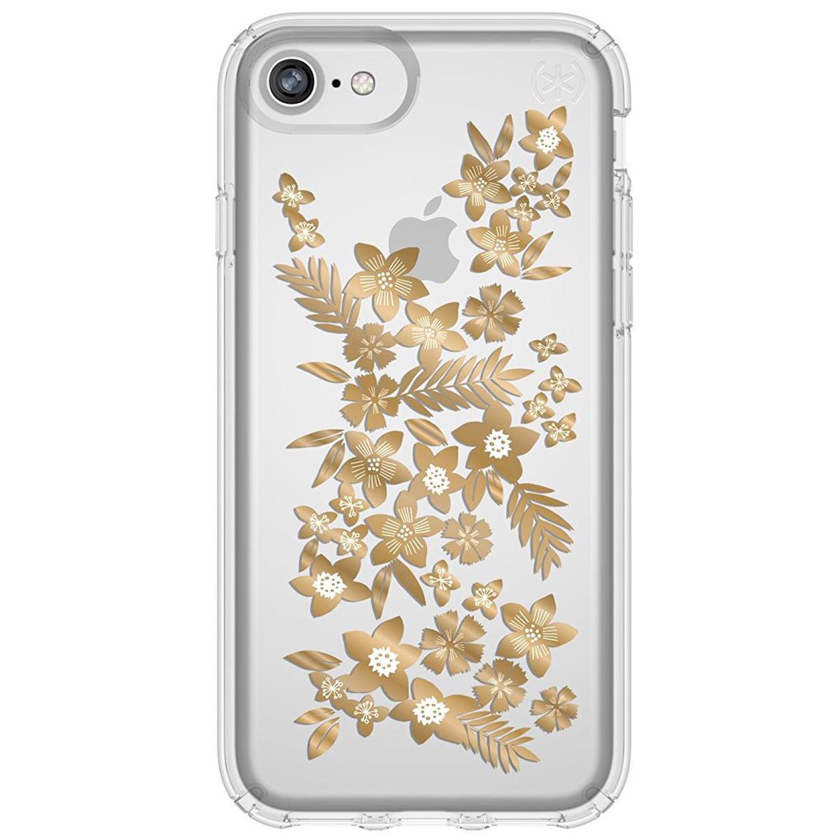 

Speck Presidio Clear+Print Case f/iPhone 8/7/6s/6,Shimmer Floral Metallic Yellow