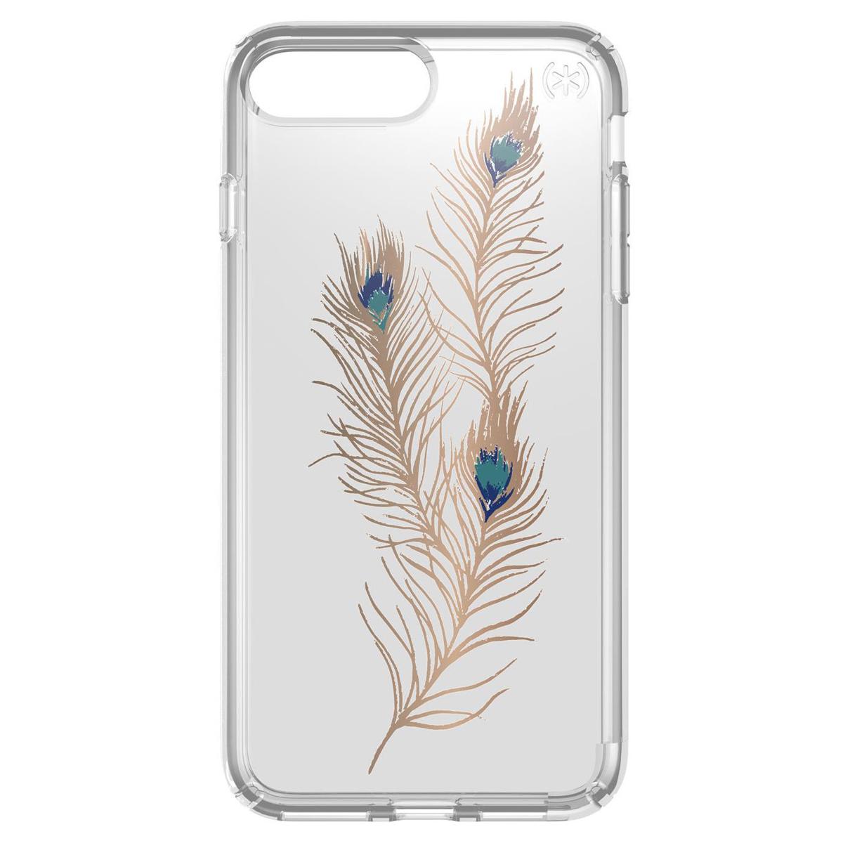Speck Presidio Print Case for iPhone 7 Plus, Showyfeather Gold/Clear