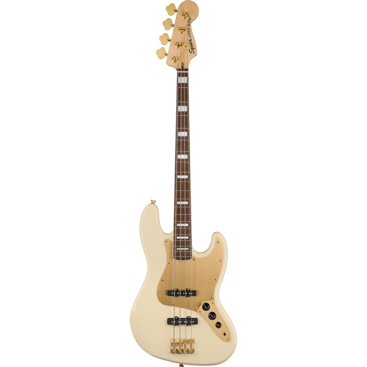 

Squier 40th Anniversary Gold Edition Jazz Bass Guitar, Olympic White