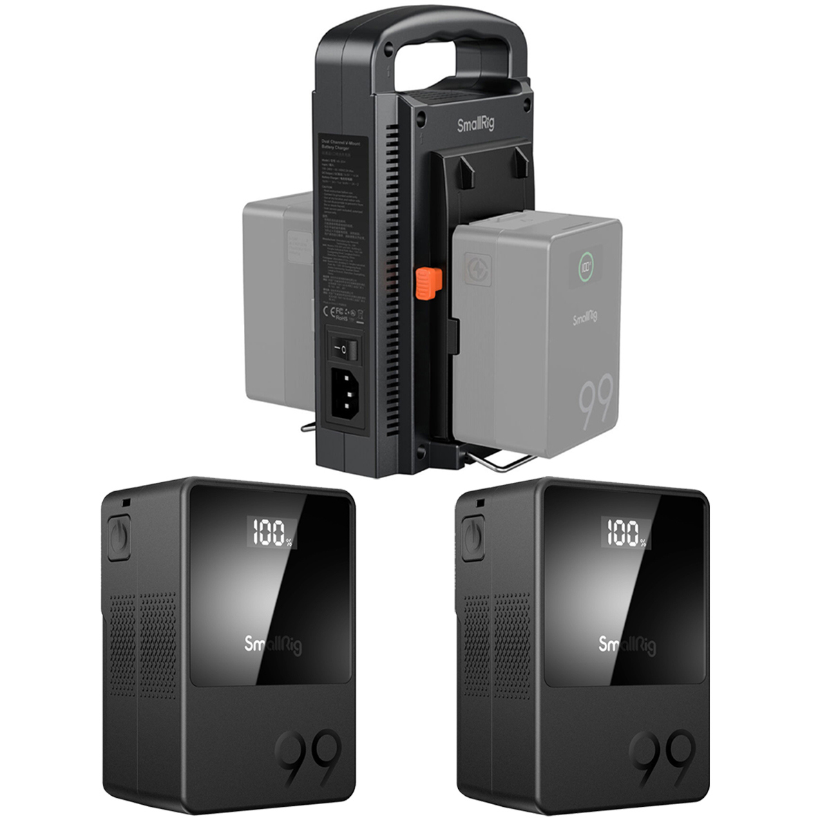 

SmallRig VB99 99Wh Mini V-Mount Li-Ion Battery, 2-Pack w/4450 2-Channel Charger