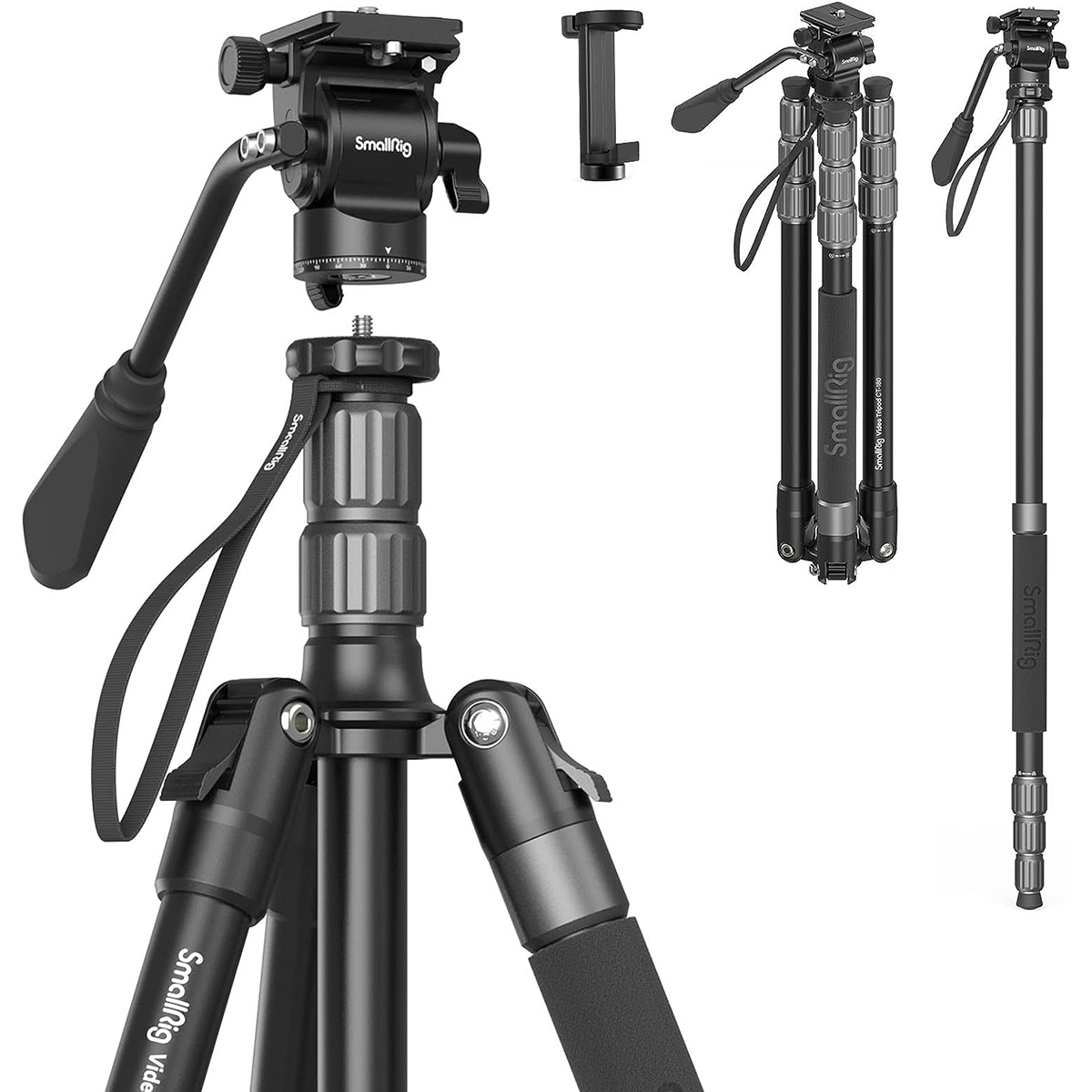 

SmallRig CT180 4-Section Aluminum Video Tripod with Mini Fluid Head