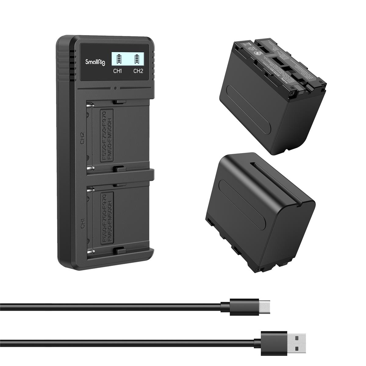 Аккумулятор для камеры SmallRig 2x NP-F970 56,16 Втч 7,2 В 7800 мАч и двойное зарядное устройство