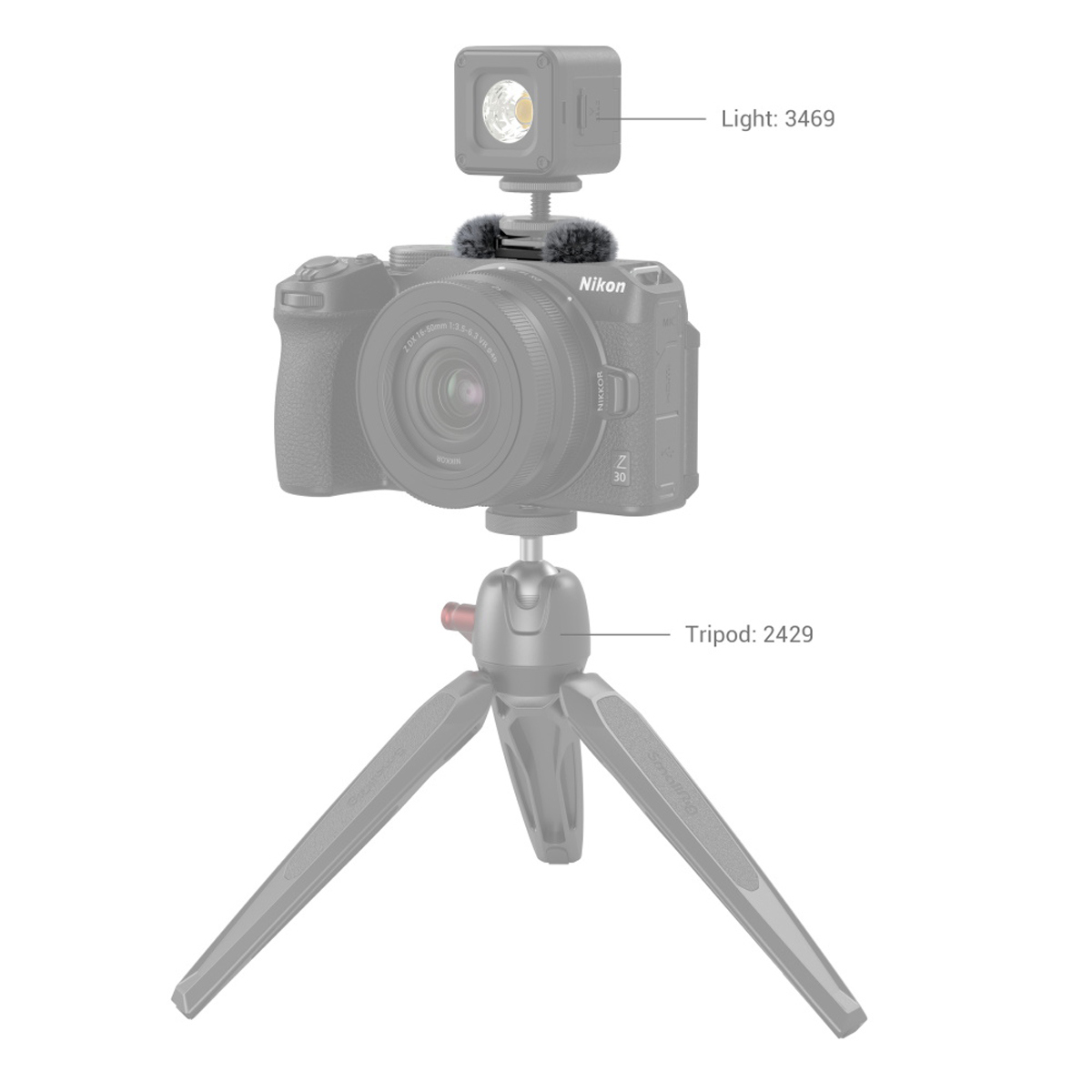 SmallRig Cold Shoe Adapter with Windshield for Nikon Z30 #3859