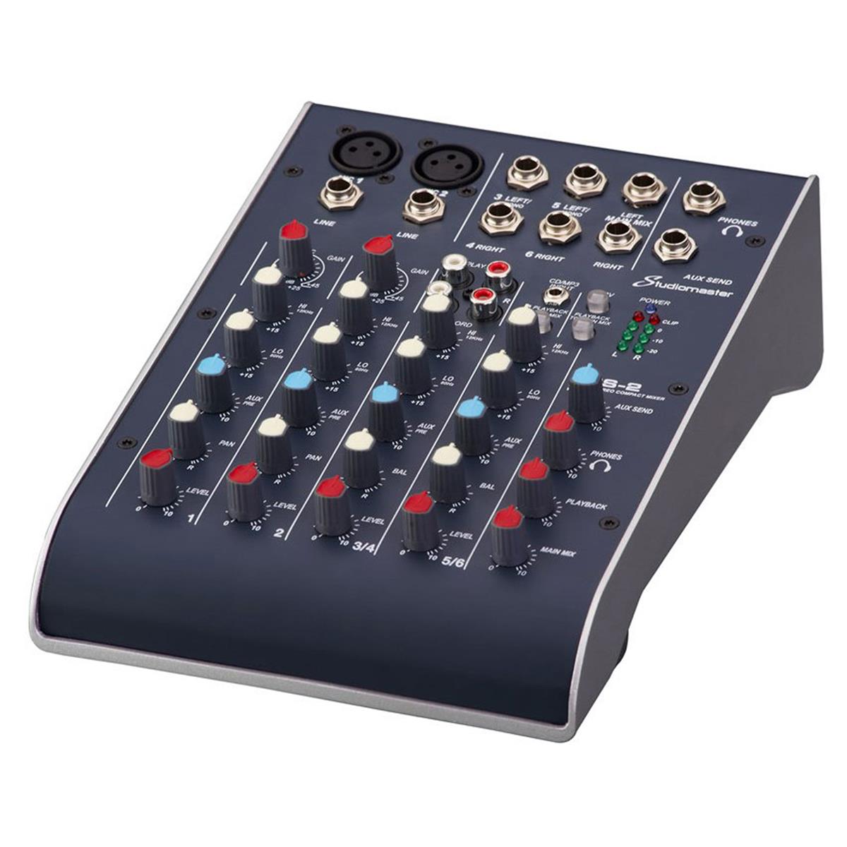 6-Channel Ultra Compact Analog Console Mixer with 2 Band EQ - Studiomaster C2-2