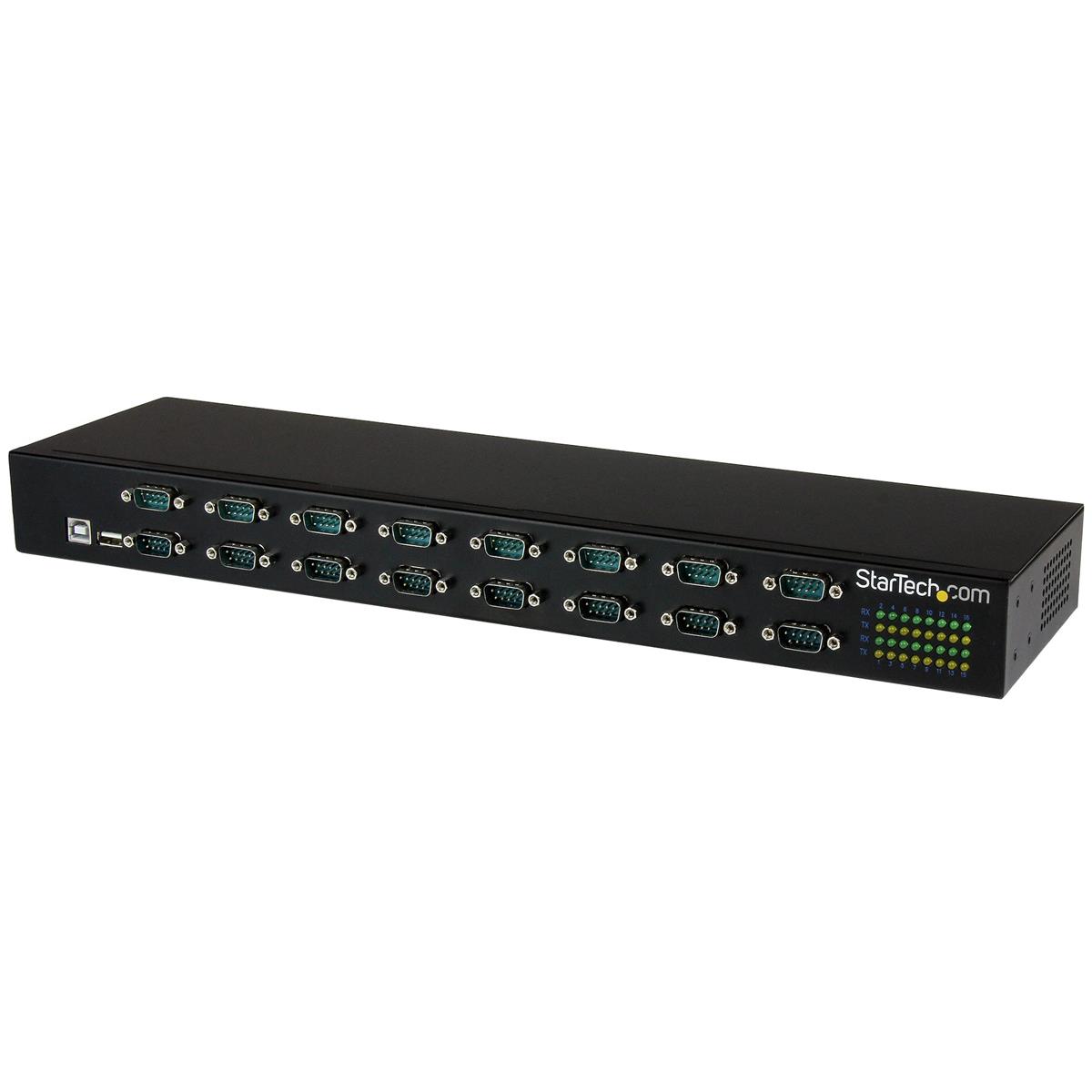 Image of StarTech 16 Port RS232 Multiplexer Rackmount FTDI USB to Serial COM Adapter Hub