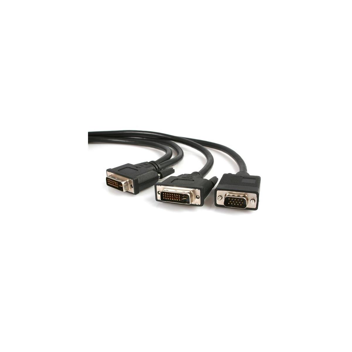 Image of StarTech 6' DVI-I Male to DVI-D Male and HD15 VGA Male Video Splitter Cable