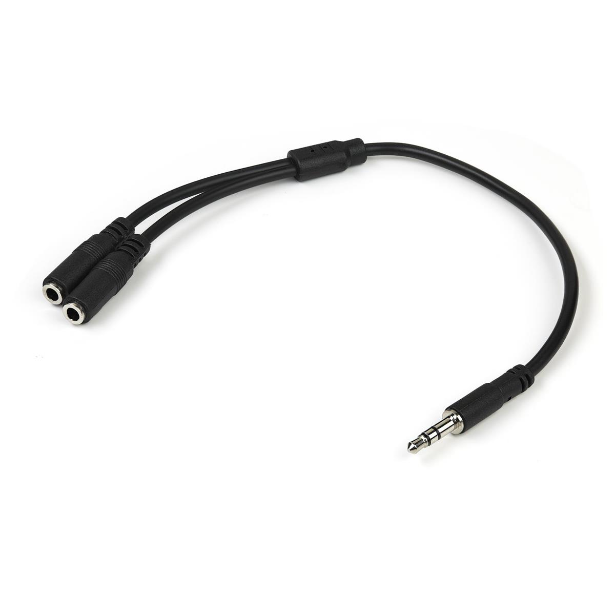 Image of StarTech 3.5mm Male to 2x 3.5mm Female Slim Stereo Splitter Cable