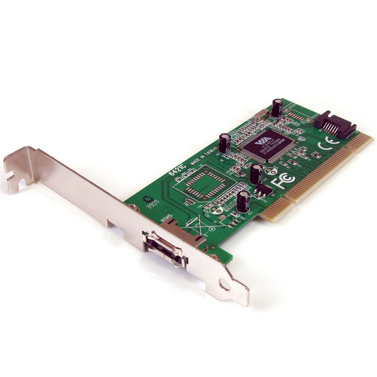 Image of StarTech 1 Port eSATA + 1 Port SATA PCI SATA Controller Card with LP Bracket
