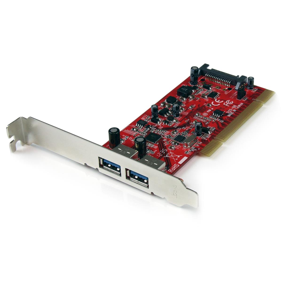 Image of StarTech 2 Port PCI SuperSpeed USB 3.0 Adapter Card with SATA Power