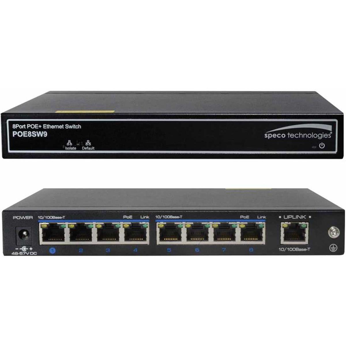 

Speco Technologies 9-Port Switch, 8-Ports 10/100 802.3at/af PoE