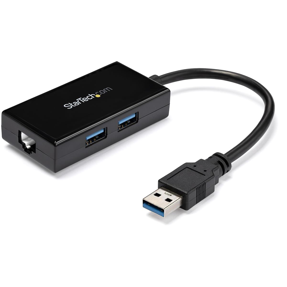 Image of StarTech USB 3.0 to Gigabit Network Adapter with Built-In 2 Port USB Hub
