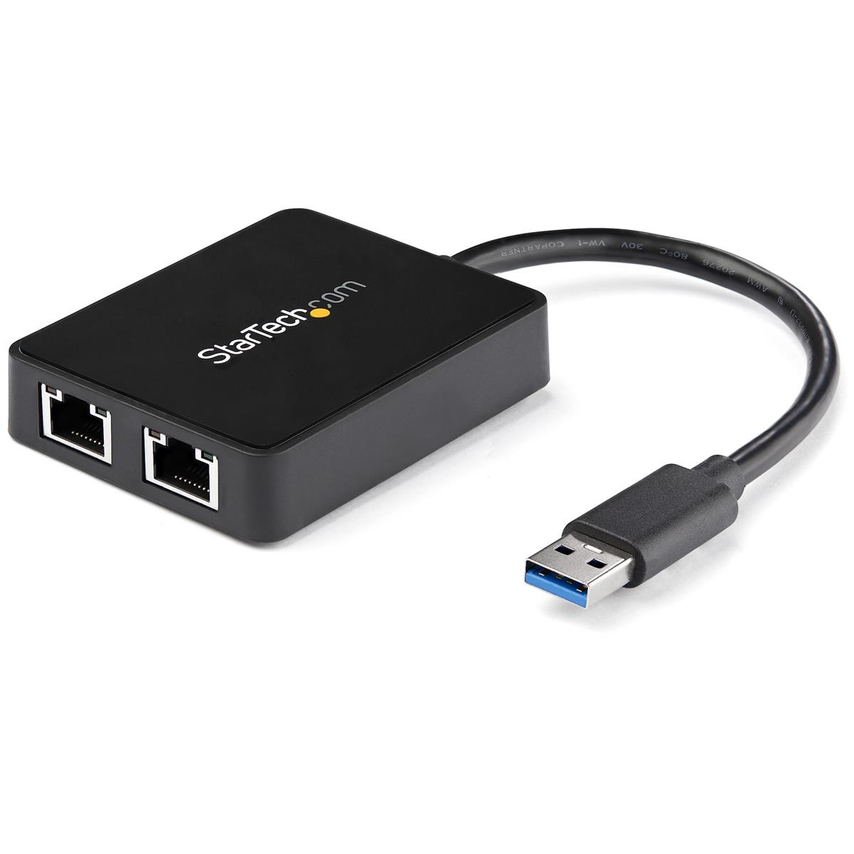 Image of StarTech USB 3.0 to Dual Port Gigabit Ethernet NIC Adapter with USB Port