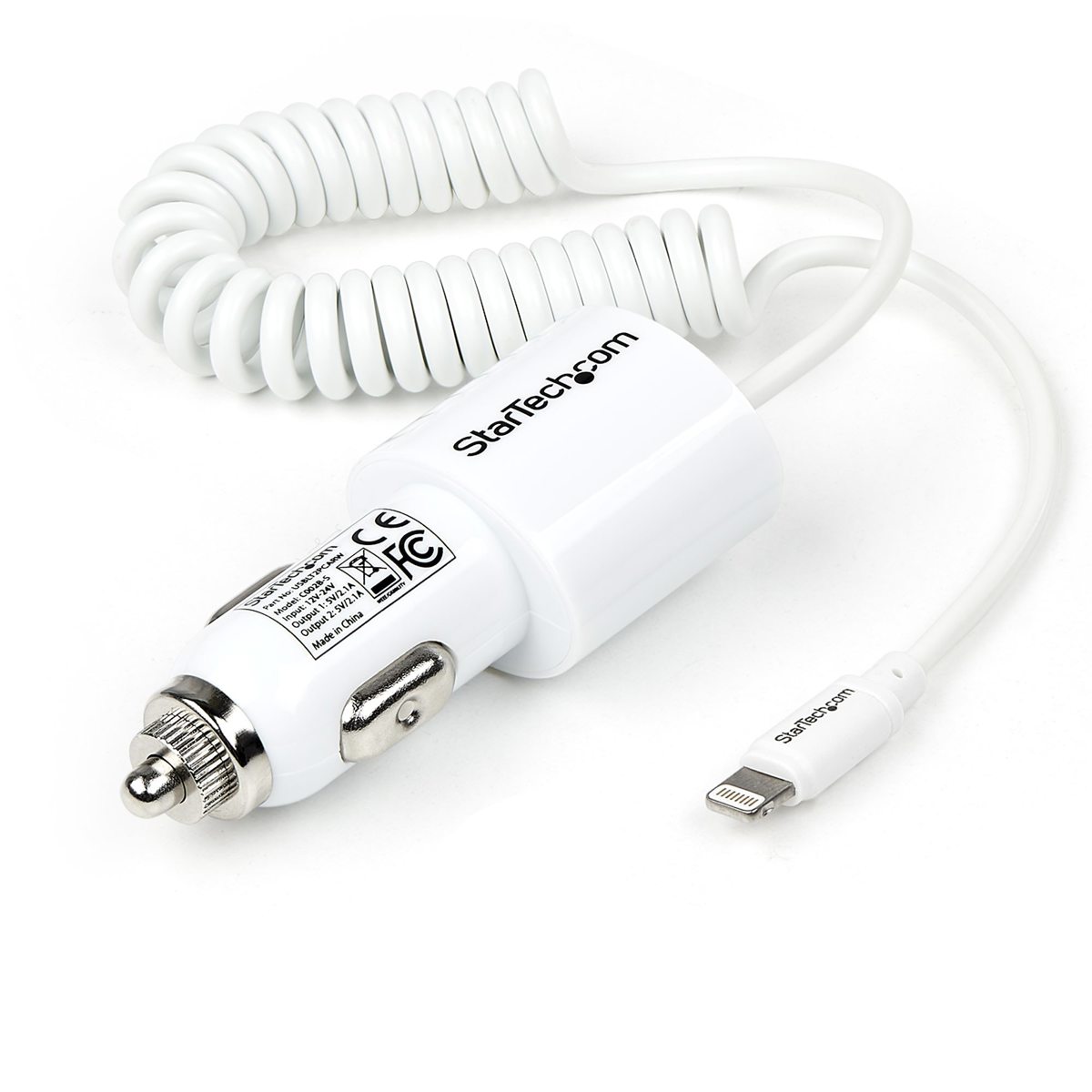 

StarTech 13.4" Dual-Port Car Charger with Lightning Cable & USB 2.0 Port, White