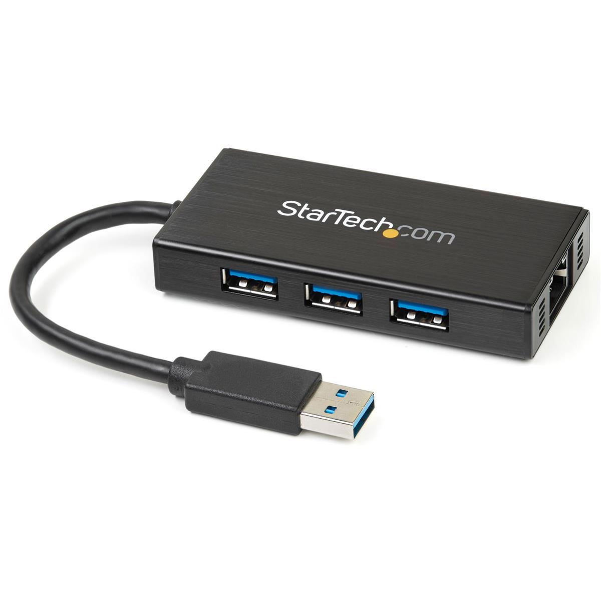 Image of StarTech 3 Port USB 3.0 Hub with Gigabit Ethernet Adapter NIC
