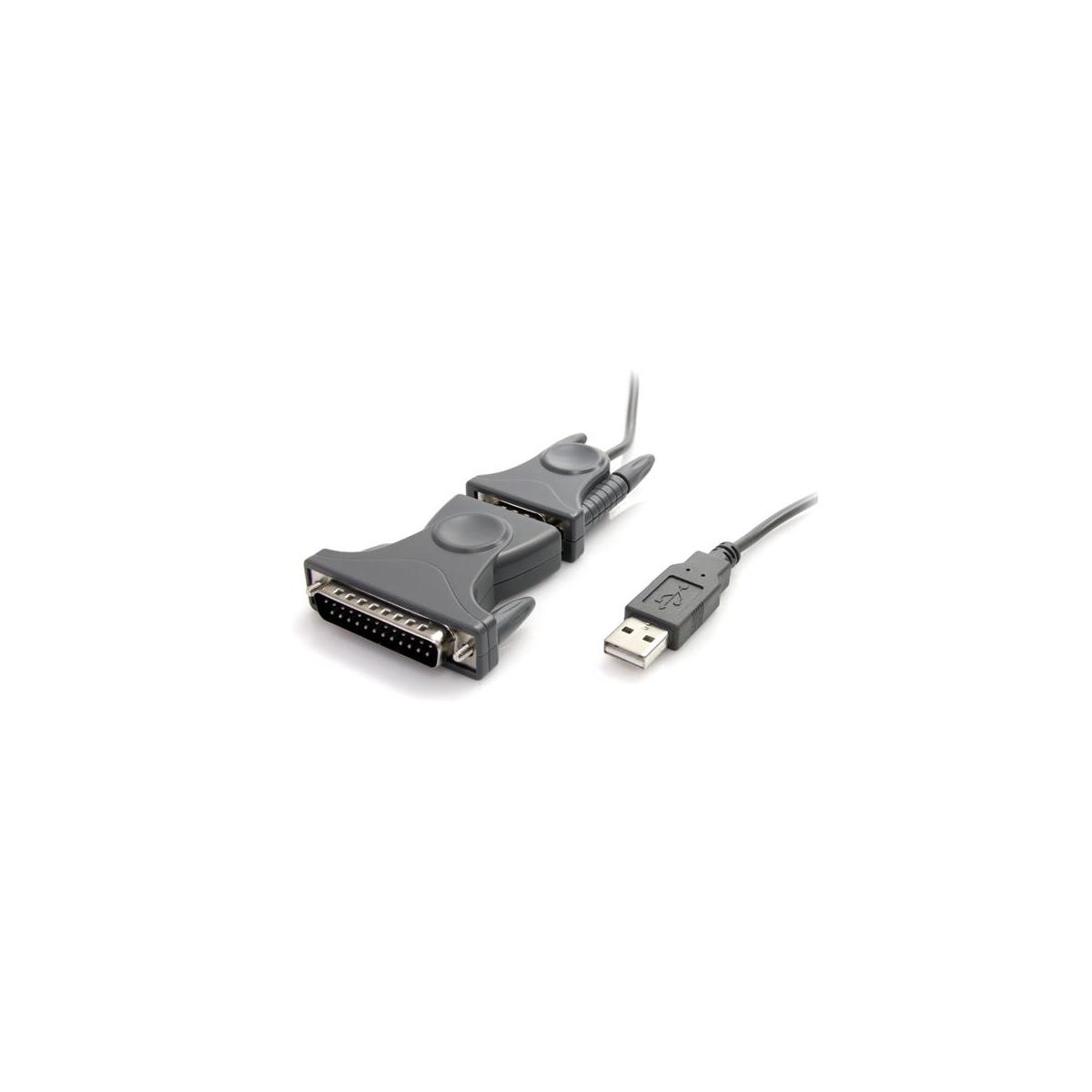 Image of StarTech 3' USB to RS232 DB9 Serial Adapter Cable with DB25 Adapter