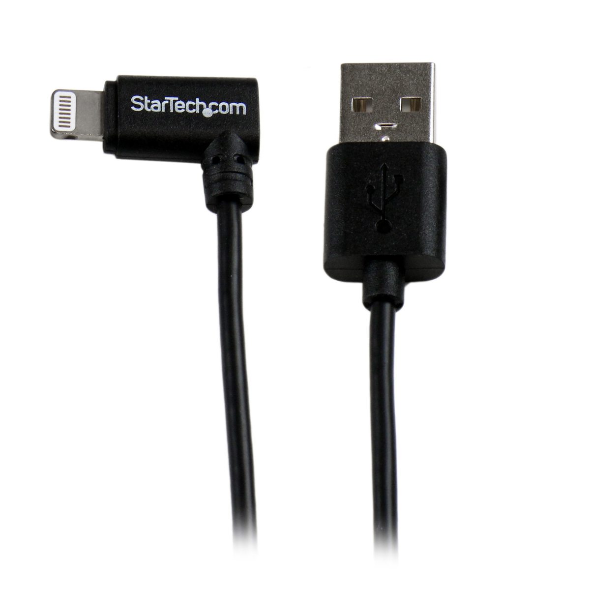 Photos - Cable (video, audio, USB) Startech.com StarTech Angled Black Apple 8-pin Lightning Connector to USB Cable USBLT2M 