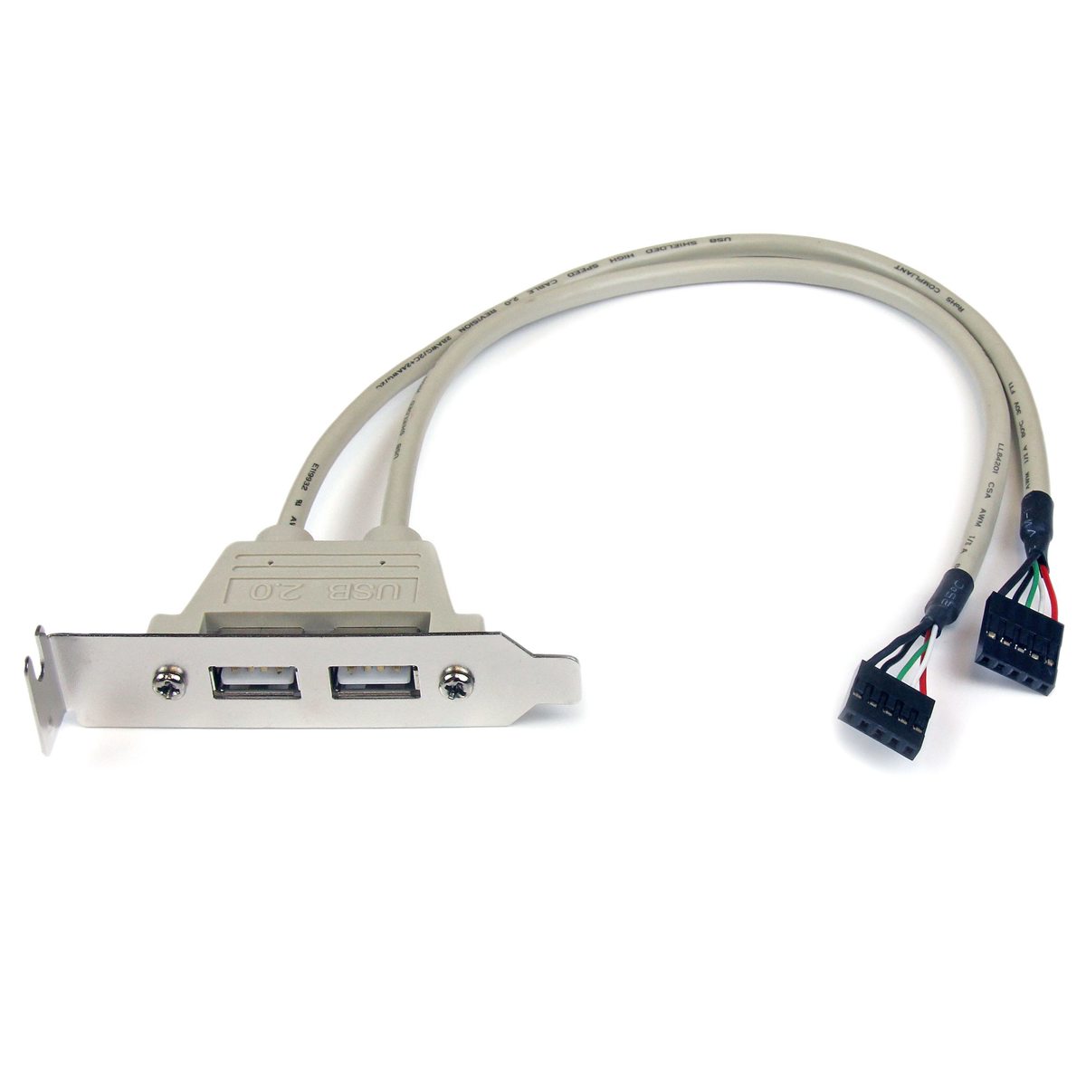 

StarTech 2 Port USB A Female Low Profile Slot Plate Adapter for PC Motherboards