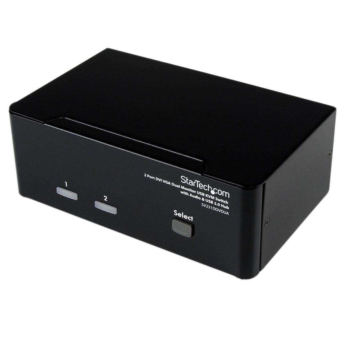 Image of StarTech 2 Port DVI VGA Dual Monitor KVM Switch USB with Audio &amp; USB 2.0 Hub