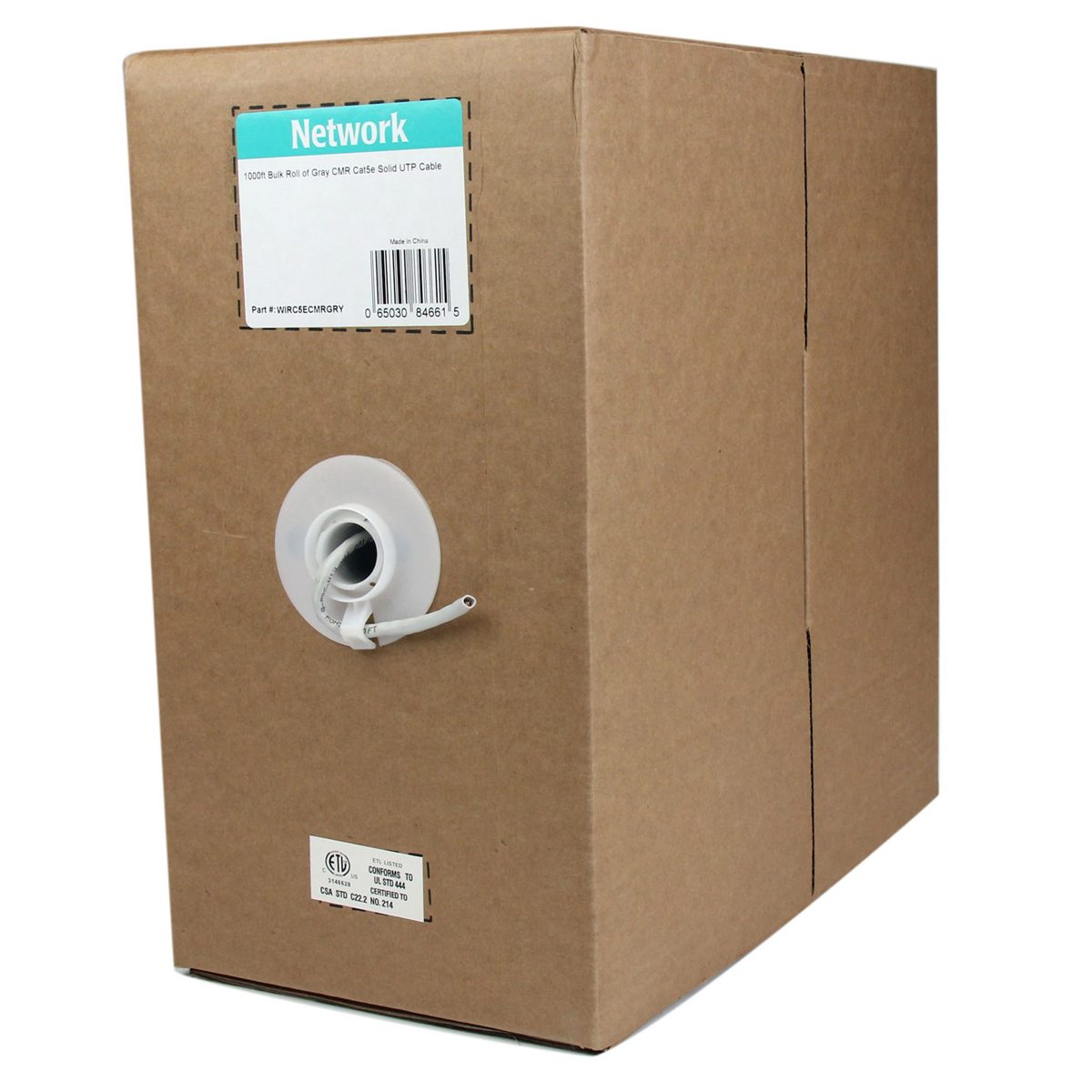 

StarTech 1000' CMR Cat5e Solid UTP Bulk Cable Roll, Gray