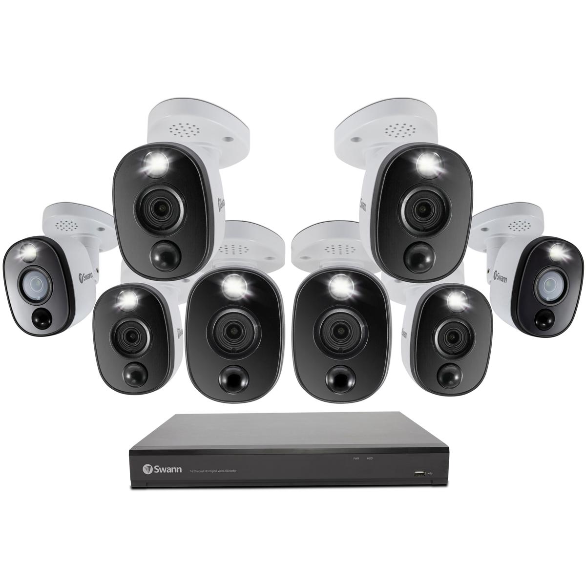 

Swann DVR-5580 16-Ch 4K UHD 2TB DVR Security System with 8 Warning Light Cameras