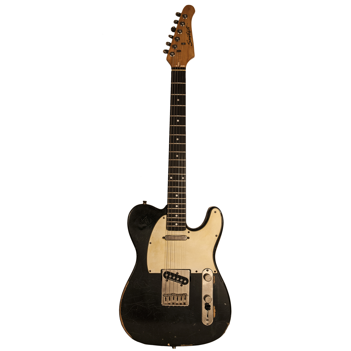

Sawtooth ET Relic Electric Guitar with Gig Bag, Black with Aged White Pickguard