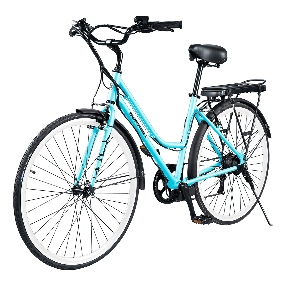 

Swagtron EB9 Step-Through Electric City Bike,Shimano 7-Speed,16.5mph Speed, Blue