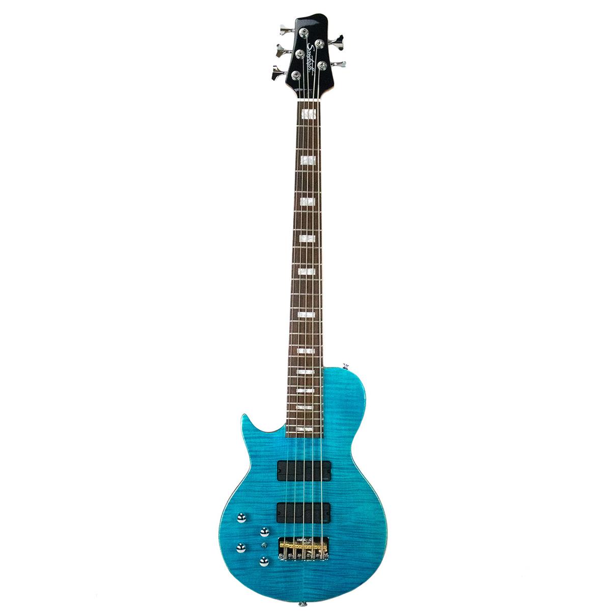 Sawtooth Americana Heritage 5-String Left-Handed Bass Guitar, Cali Blue Flame -  ST-HBS5-LH-CBFL