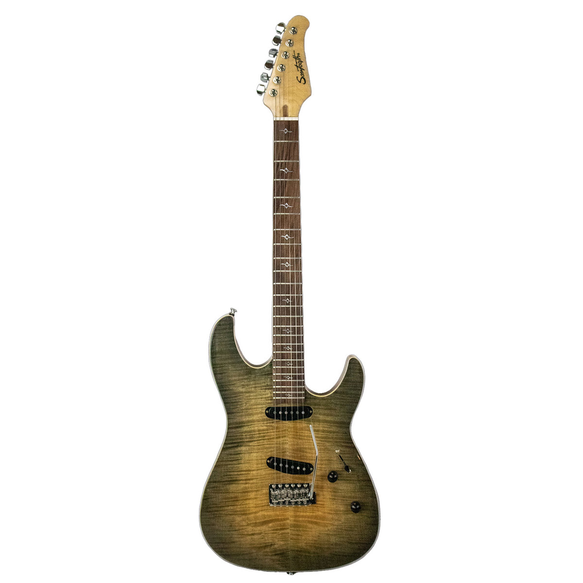 Sawtooth Natural Series Electric Guitar with Single Coil Pickups, Flame ...