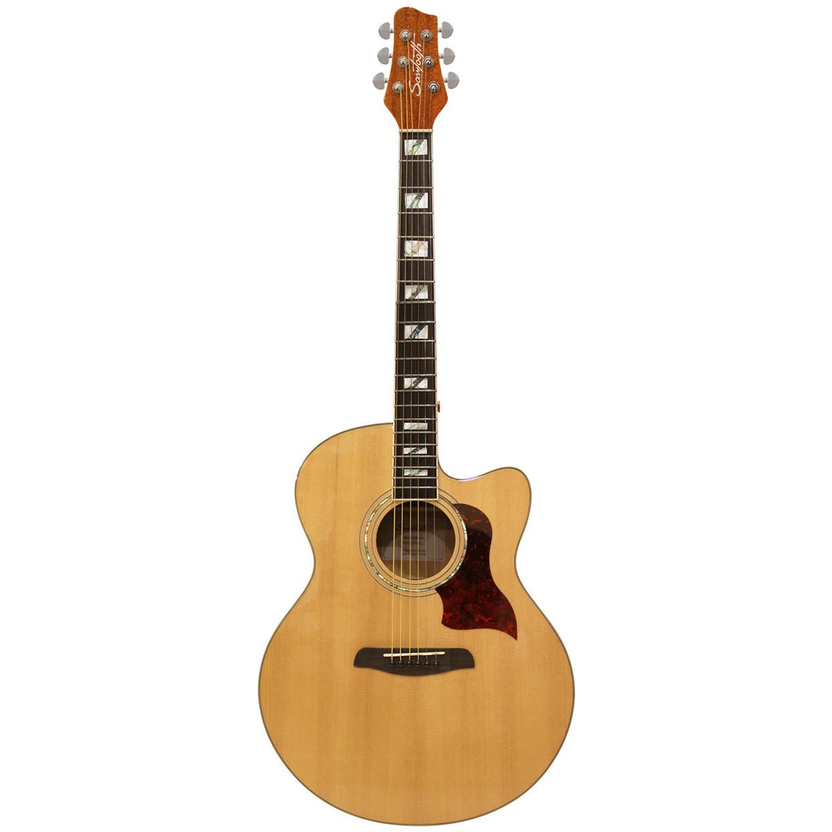 Image of Sawtooth Maple Jumbo Cutaway Acoustic Electric Guitar w/Flame Maple Back &amp; Sides