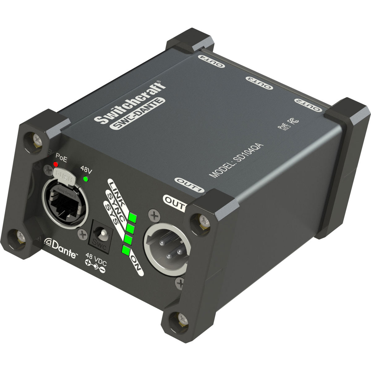 

Switchcraft SD104QA 4-Channel Dante Output Box