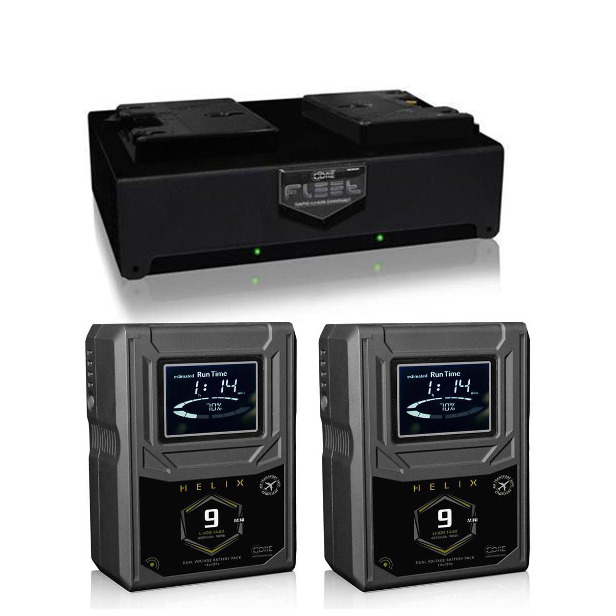 

Core SWX Fleet-D2A Charger With 2 Pack Helix 9 Mini Gold-Mount Batteries