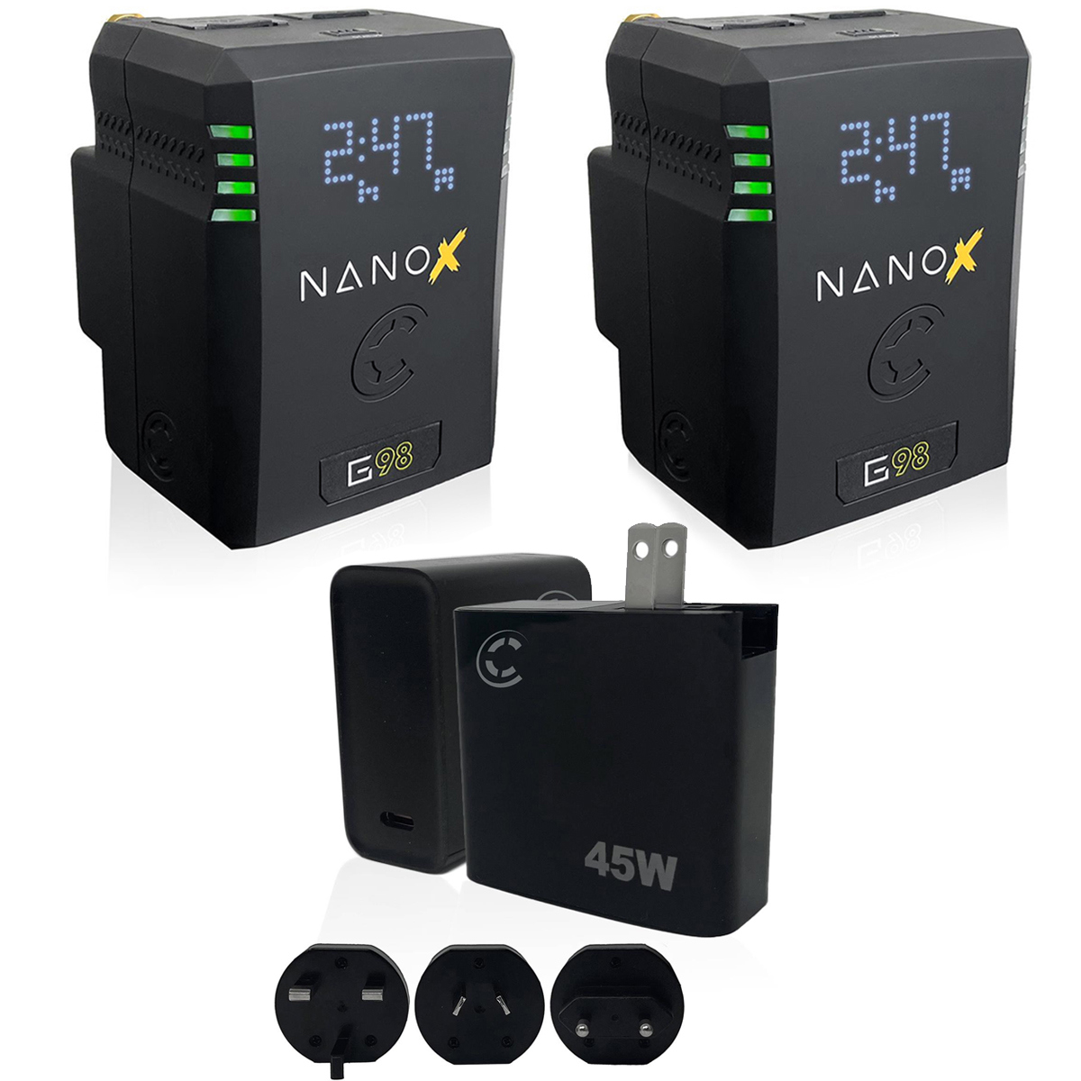 

Core SWX NANOX 98Wh 14.8V 6600mAh Gold Mount Battery, 2-Pack with Wall Charger