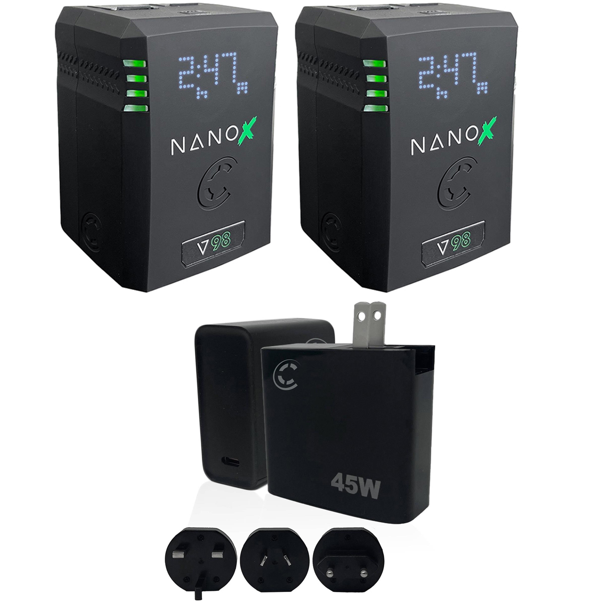 

Core SWX NANOX 98Wh 14.8V 6600mAh V-Mount Battery, 2-Pack w/USB-C Wall Charger